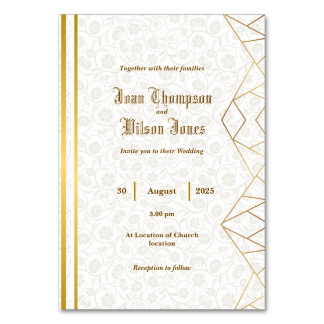 Einladung Tischnummer (Vorderseite)