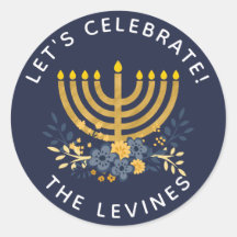 Einladung Umschlag Aufkleber Menorah | Hanuakkah