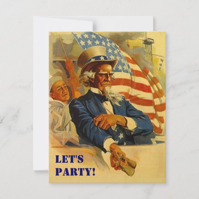 Einladung Uncle Sam Independence Day 4. Juli (Vorderseite)