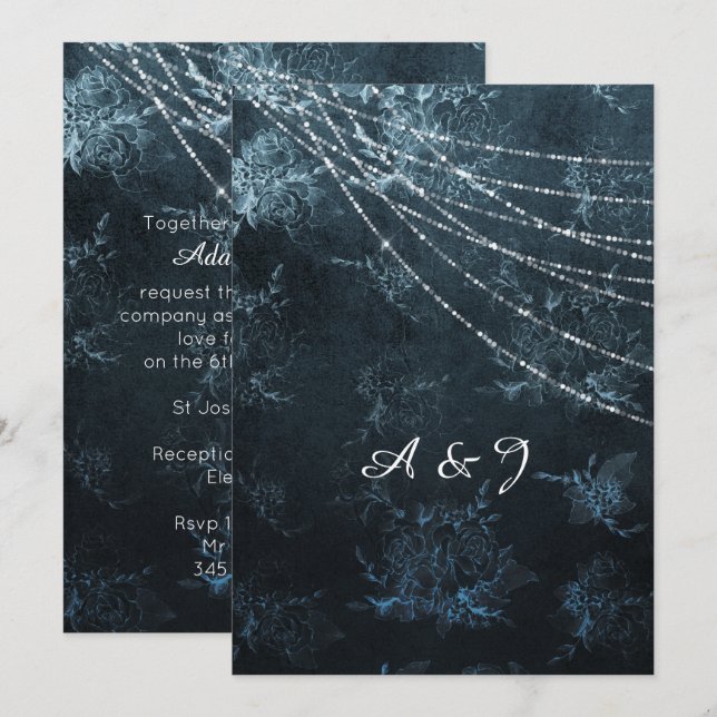 EINLADUNG Vintager blauer Navy (Vorne/Hinten)