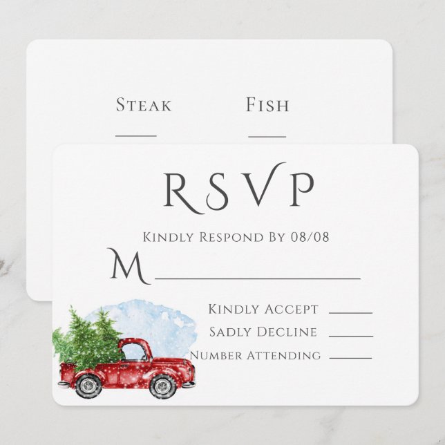 Einladung Vintager Red Truck Wedding RSVP (Vorne/Hinten)