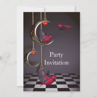 Einladung Vögel freies Party Einladung Rot Rosa Sc