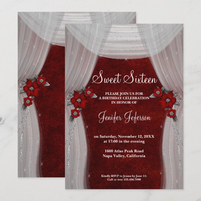 Einladung von 16 . Geburtstag (Vorne/Hinten)