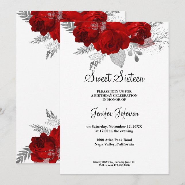 Einladung von 16 . Geburtstag (Vorne/Hinten)