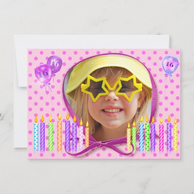 Einladung von 16 . Geburtstag (Vorderseite)