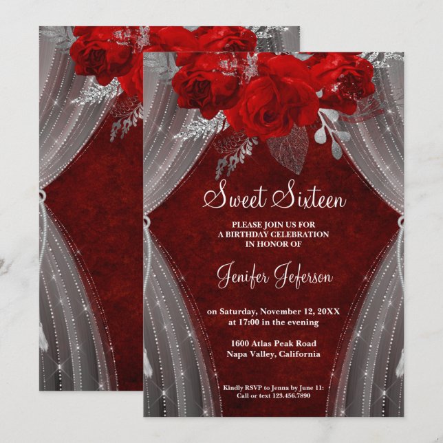 Einladung von 16 . Geburtstag (Vorne/Hinten)