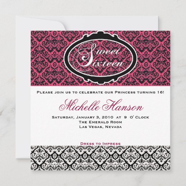Einladung von 16 . Geburtstag zum Geburtstag (Vorderseite)