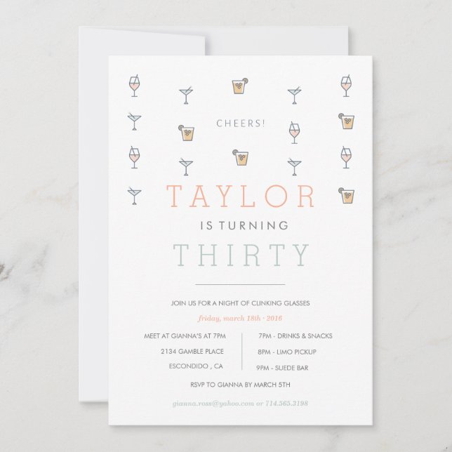 Einladung von 30 Martini Milestone Geburtstag (Vorderseite)