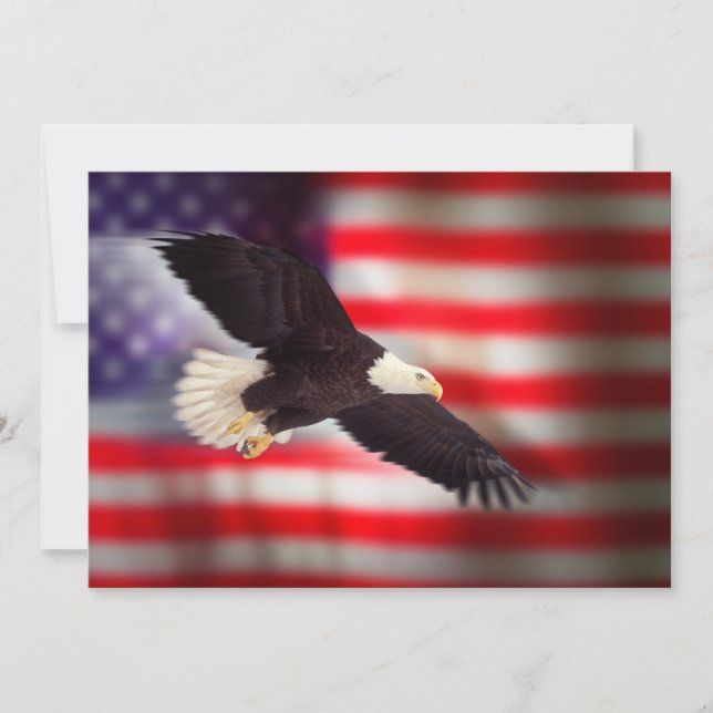 Einladung von Adler und amerikanischer Flagge (Vorderseite)