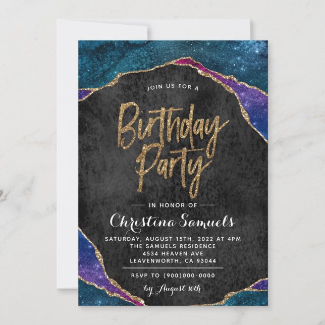 Einladung von Agate Birthday (Vorderseite)