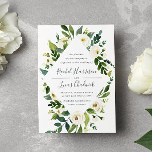 Einladung von Alabaster Floral Frame Hochzeit