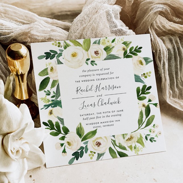 Einladung von Alabaster Floral Frame Hochzeit | Pl (Von Creator hochgeladen)