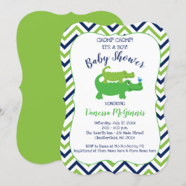 Einladung von Alligator Green Blue Boy Baby Shower