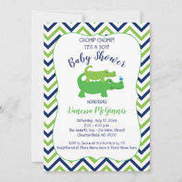 Einladung von Alligator Green Blue Boy Baby Shower