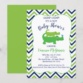 Einladung von Alligator Green Blue Boy Baby Shower