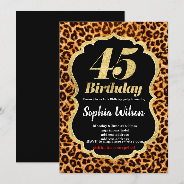 Einladung von Animal Print Leopard (Vorne/Hinten)