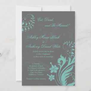Einladung von Aqua und Grey Vintag Floral Wedding
