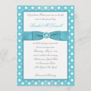 Einladung von Aqua und White Polka Dot 16 . Geburt