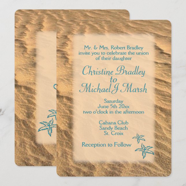 Einladung von aquamarin Sandy Beach zur Hochzeit (Vorne/Hinten)