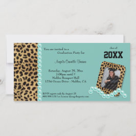 Einladung von aquamarinen Imitaten Leopard und Per