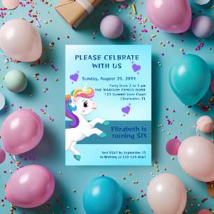 Einladung von Aquamarinen Mädchen Unicorn