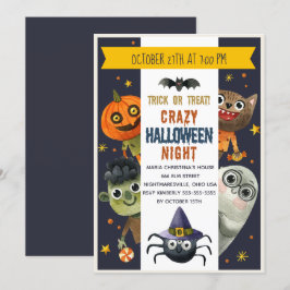 Einladung von Aquarellmonstern Halloween-Party