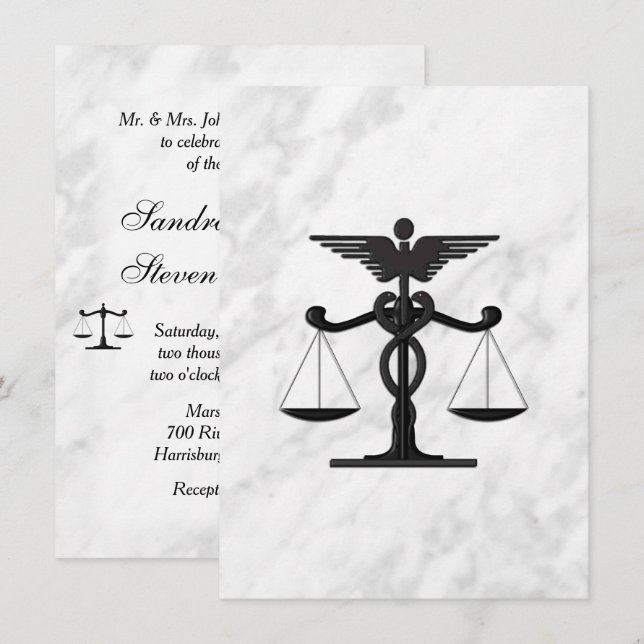 Einladung von Ärzten und Anwälten zur Hochzeit (Vorne/Hinten)