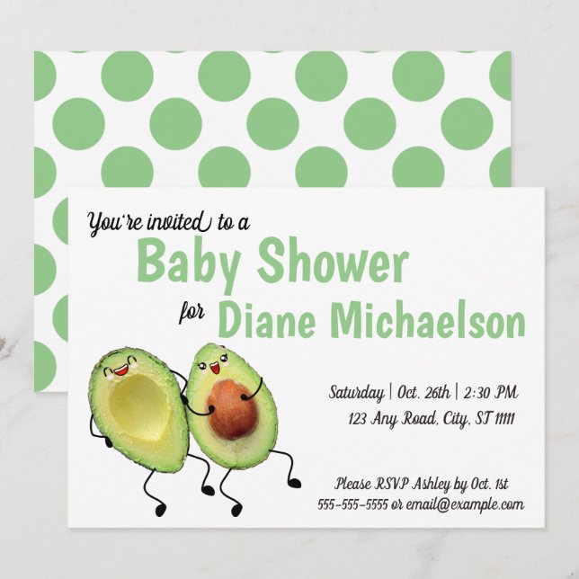 Einladung von Avocado Couple Baby Shower (Vorne/Hinten)