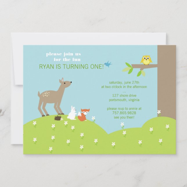 Einladung von Baby Animal Woodland (Vorderseite)