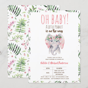 Einladung von Baby Elephant Dusche, Boho Floral