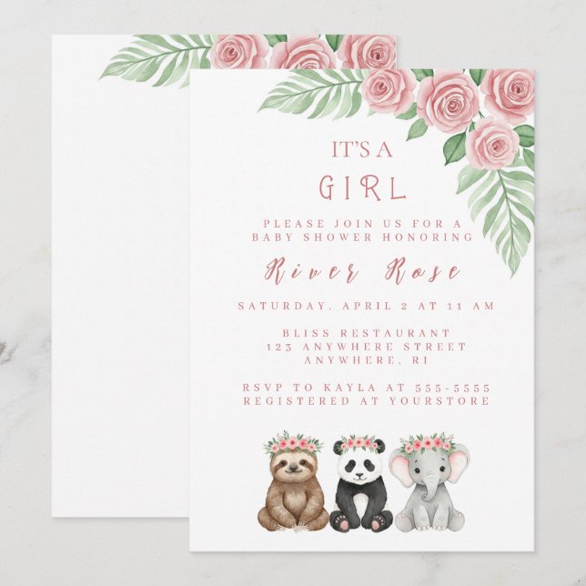 Einladung von Baby Girl Duwer (Vorne/Hinten)