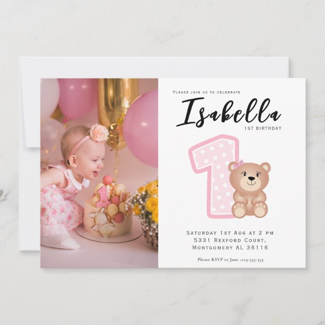 Einladung von Baby Girl zum Geburtstag (Vorderseite)