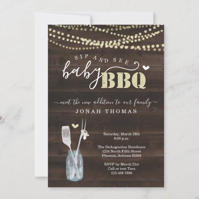 Einladung von Baby GRILLEN - Baby Q Barbeque (Vorderseite)