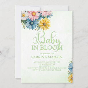 Einladung von Baby in Bloom Green Baby Dusche