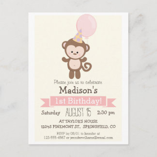 Einladung von Baby Monkey Girl zur Geburtstagspart