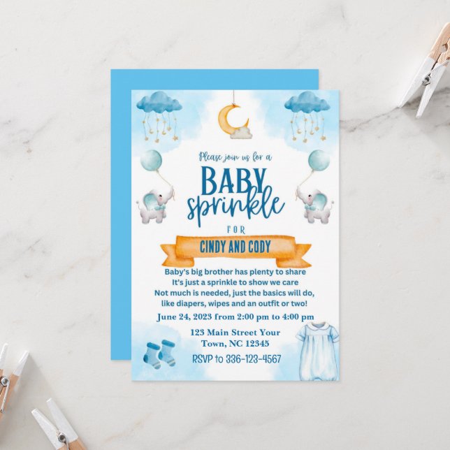 Einladung von Baby Sprinkle (Vorderseite/Rückseite Beispiel)