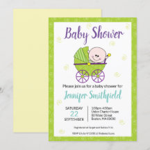 Einladung von Babydusche mit Babytragen