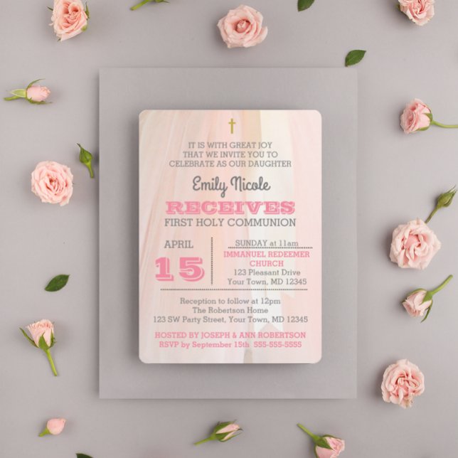 Einladung von Ballerina Pink Erste Heilige Kommuni (Von Creator hochgeladen)