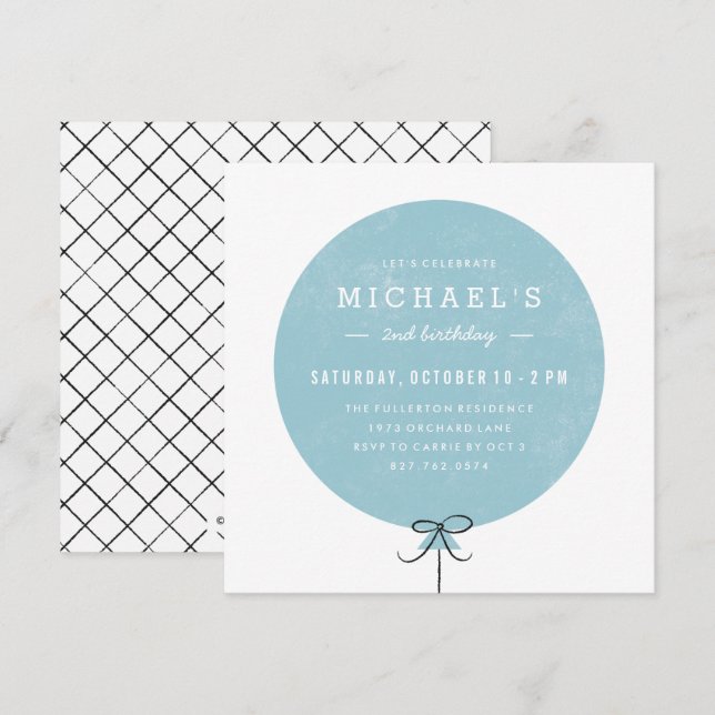 Einladung von Balloon zum Geburtstag - Sky (Vorne/Hinten)