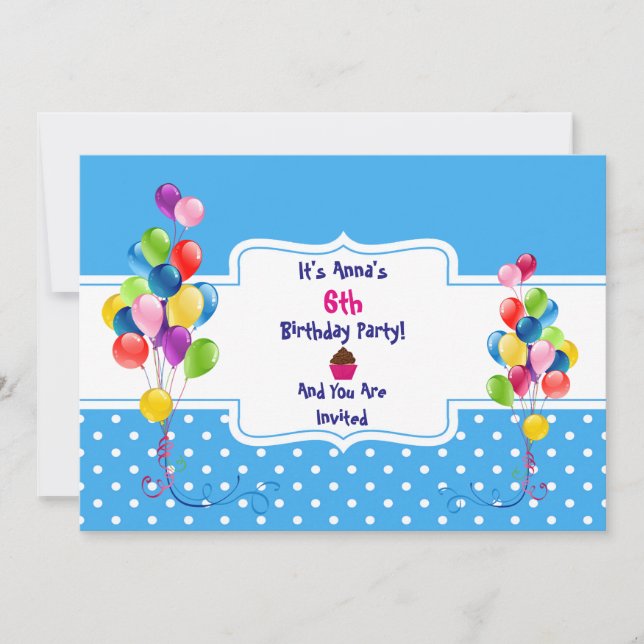 Einladung von Balloons & Dots Kinderpartys (Vorderseite)