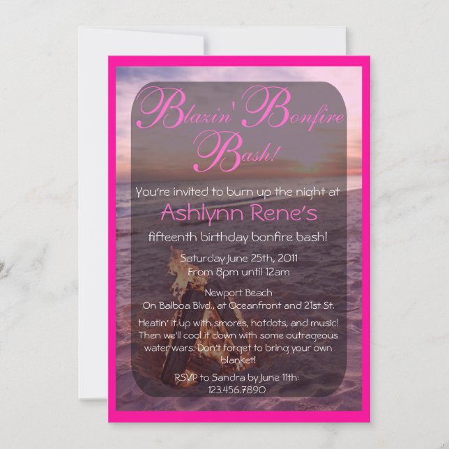 Einladung von Beach Bonfire (Vorderseite)