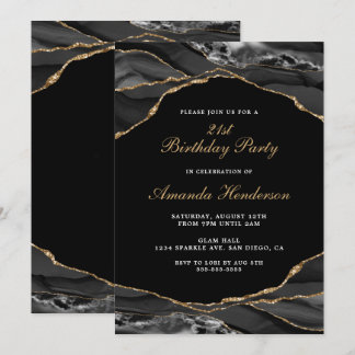 Einladung von Black and Gold Agate Marble