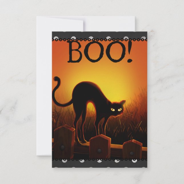 Einladung von Black Cat Halloween-Party (Vorderseite)