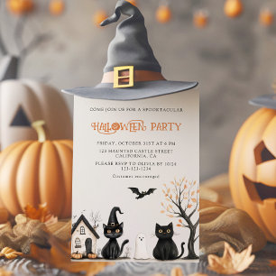 Einladung von Black Cats Halloween-Party