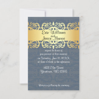 Einladung von Blau und Gold und Herz