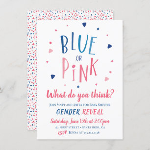 Einladung von blauem oder rosa Geschlecht