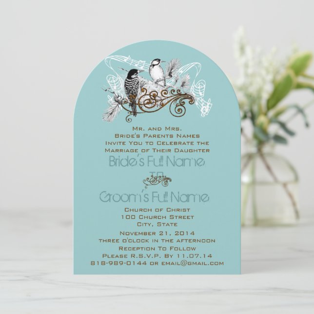 Einladung von Blue and Green Love Bird Barn zur Ho (Stehend Vorderseite)