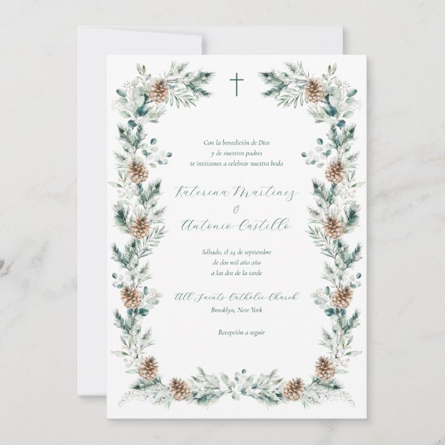 Einladung von Boda Cristiana Spanische Hochzeit (Vorderseite)