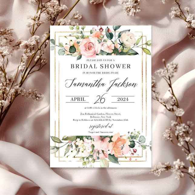 Einladung von Boho Blush Pink Bloral Bridal Dusche (Boho Blush Pink Floral Bridal Shower invitation)