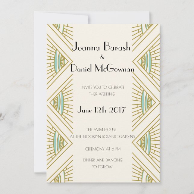 Einladung von Boho Gatsby Hochzeit (Vorderseite)